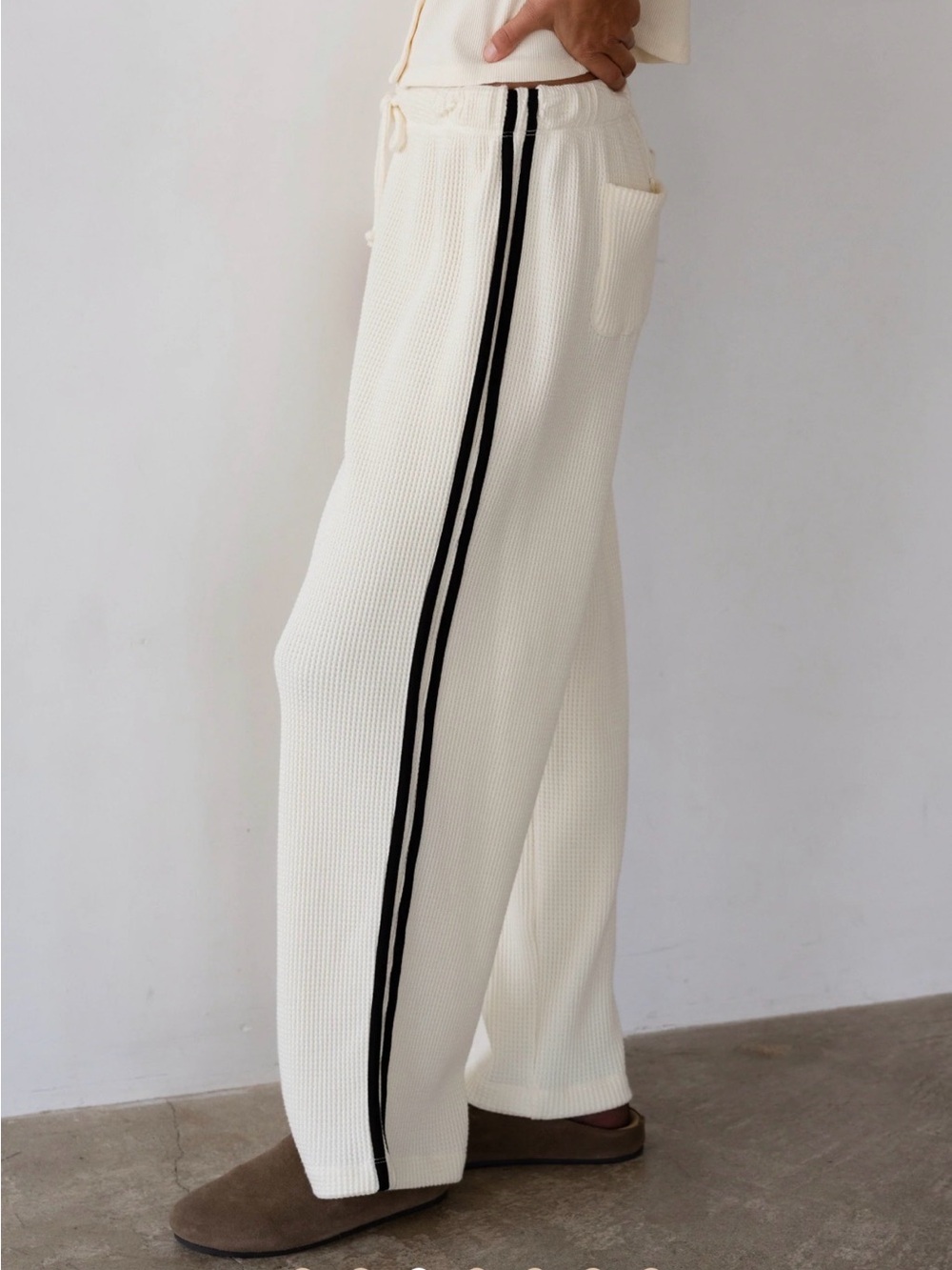 DONNI. Thermal Crop Stripe Pant, L